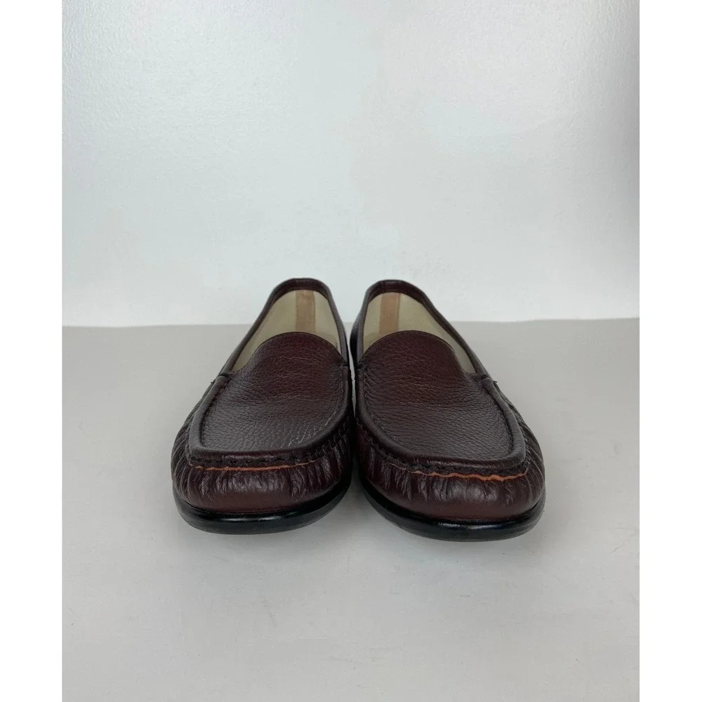 SAS Tripad Comfort Women's Burgundy Pebbled Slip On Leather Loafers 8 Wide USA
